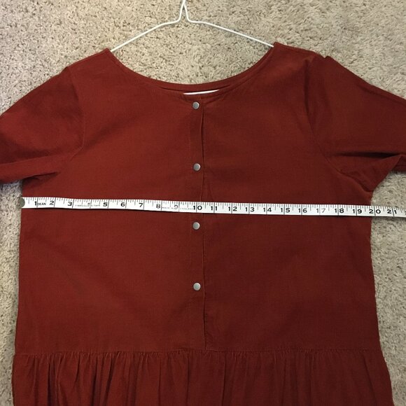 French Quintessence Elgantine Dress in Burnt Orange Terracotta Corduroy - Picture 12 of 16